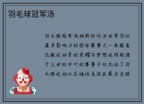 羽毛球冠军汤
